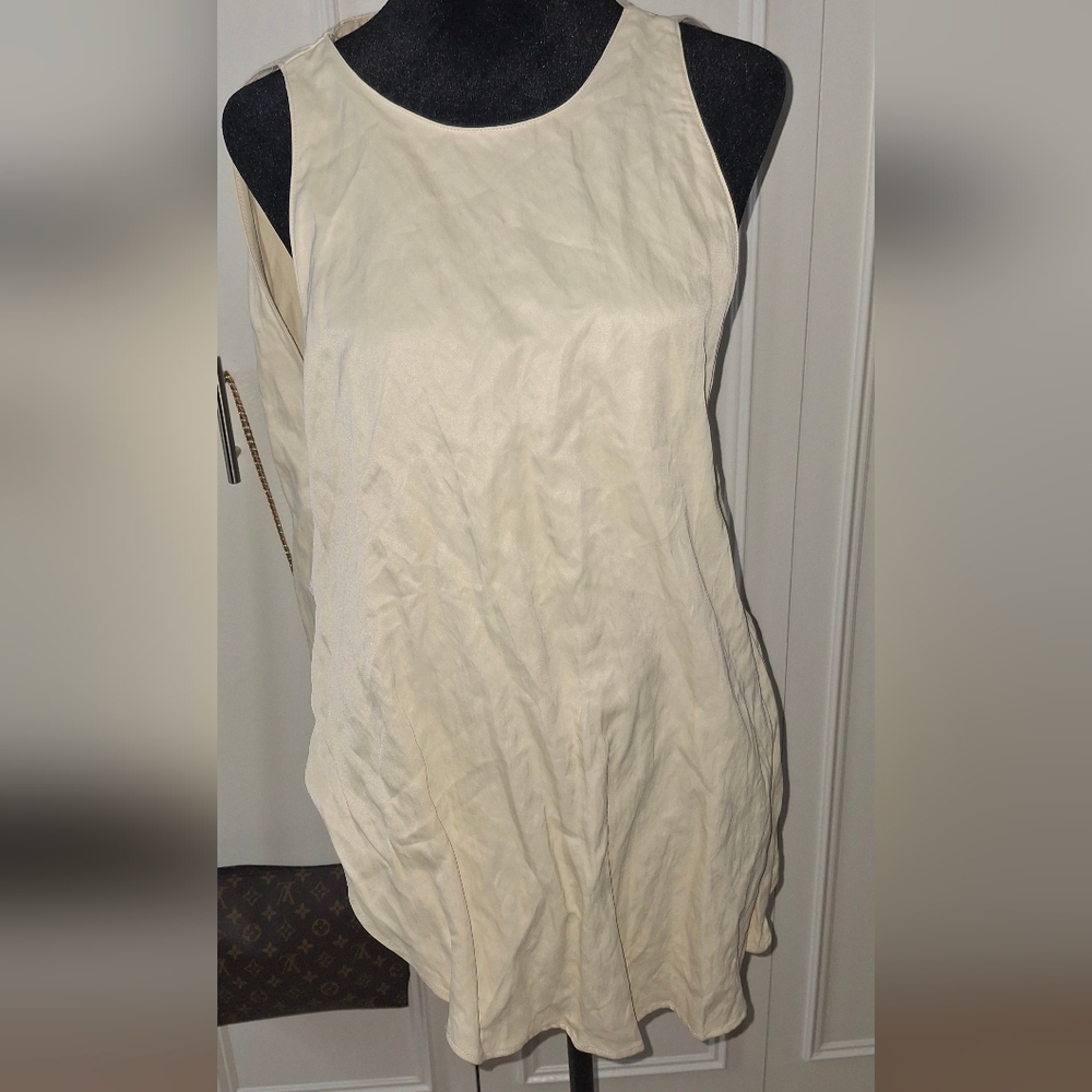 Zara Cream Asymmetric Half Backless Top